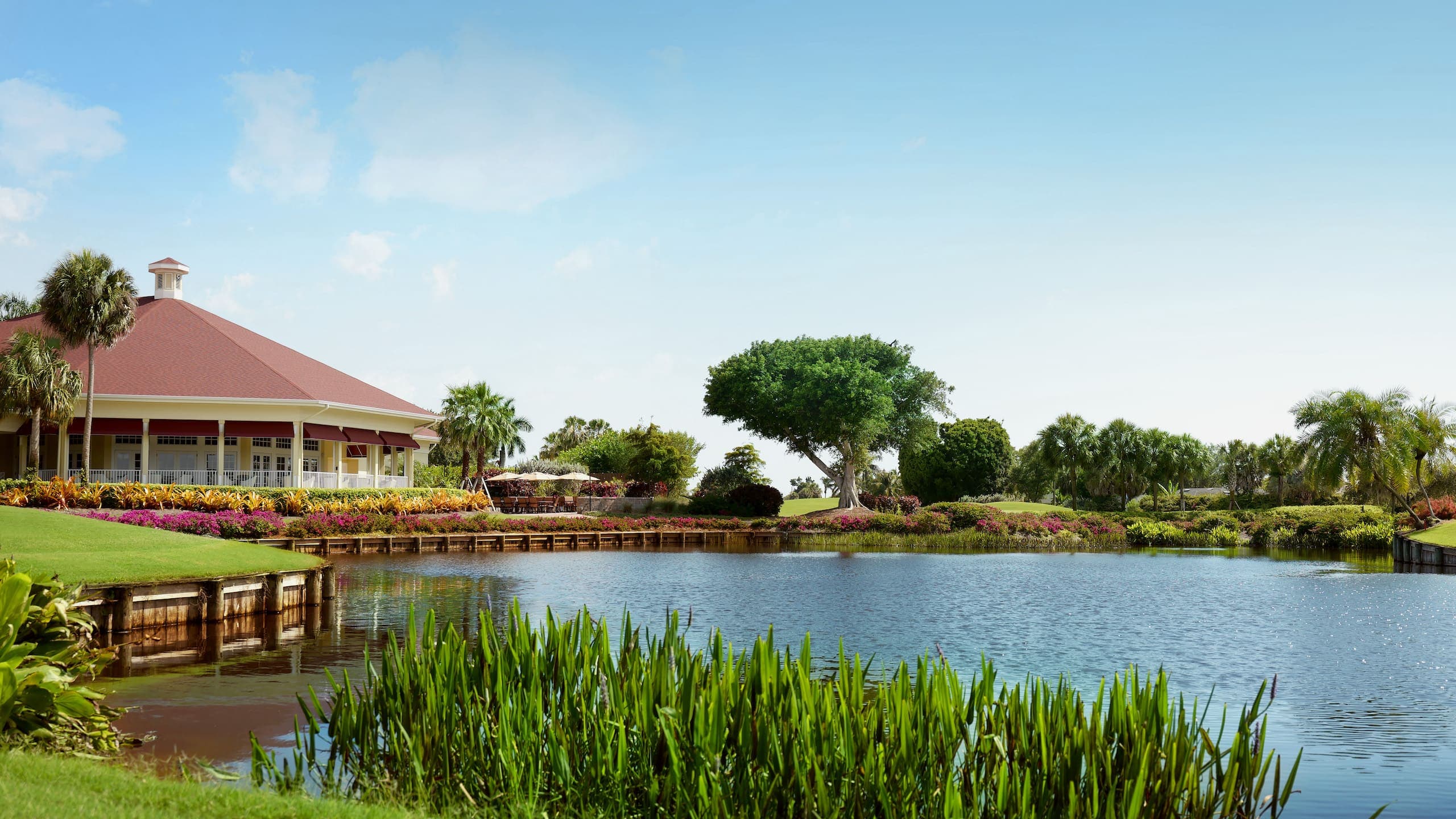 A body of water on the golf course at LaPlaya